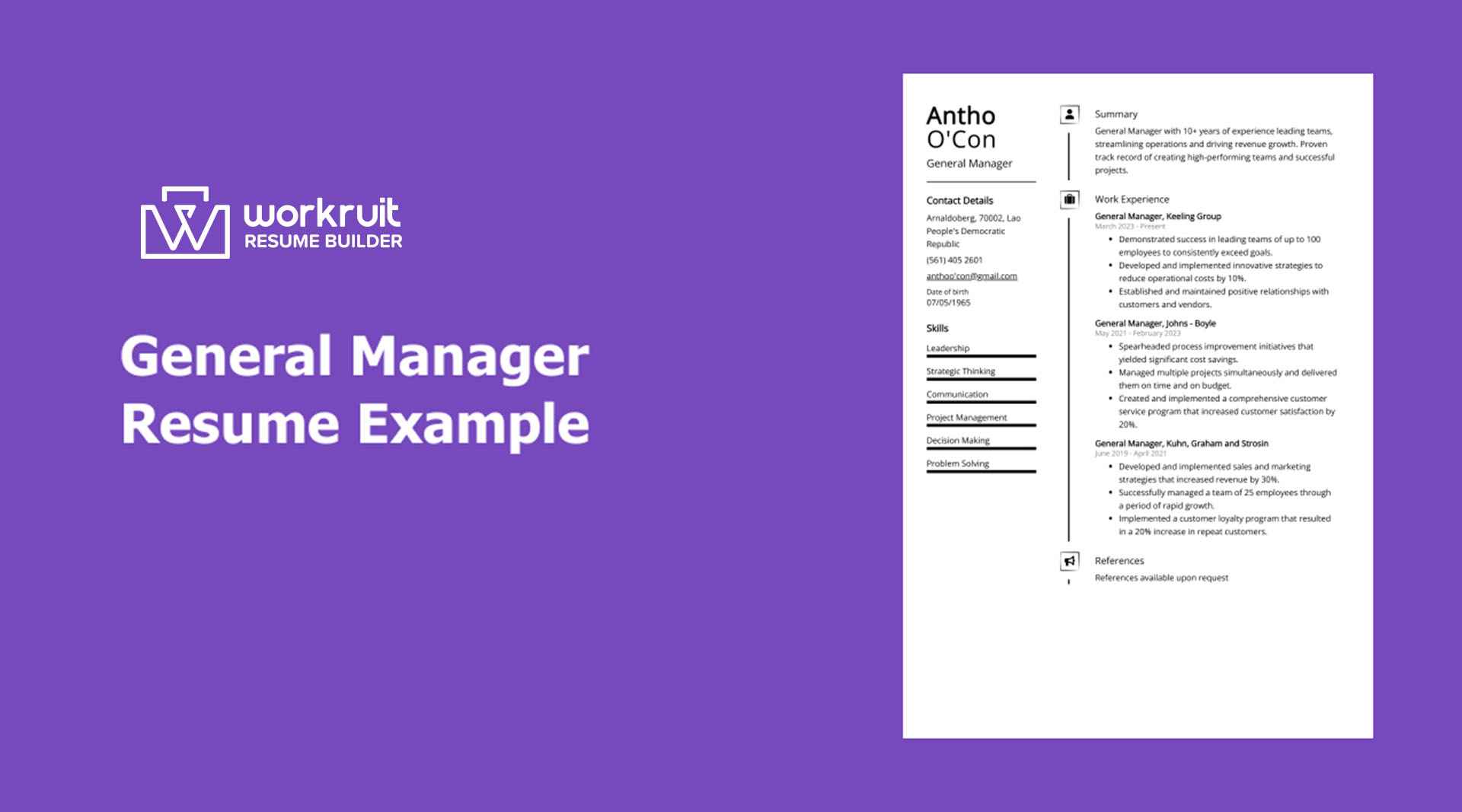 General Manager Resume Samples for Success | Workruit